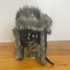 Trapper Hat Ear‎ Flaps OS Faux Fur Black LumberjackStrap Target Warm Adjusts